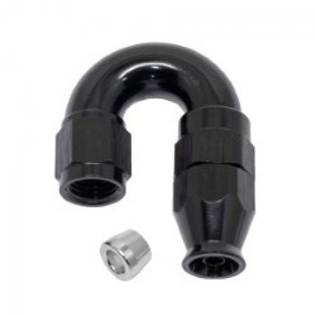 AN fitting PTFE - 180 Deg Black 